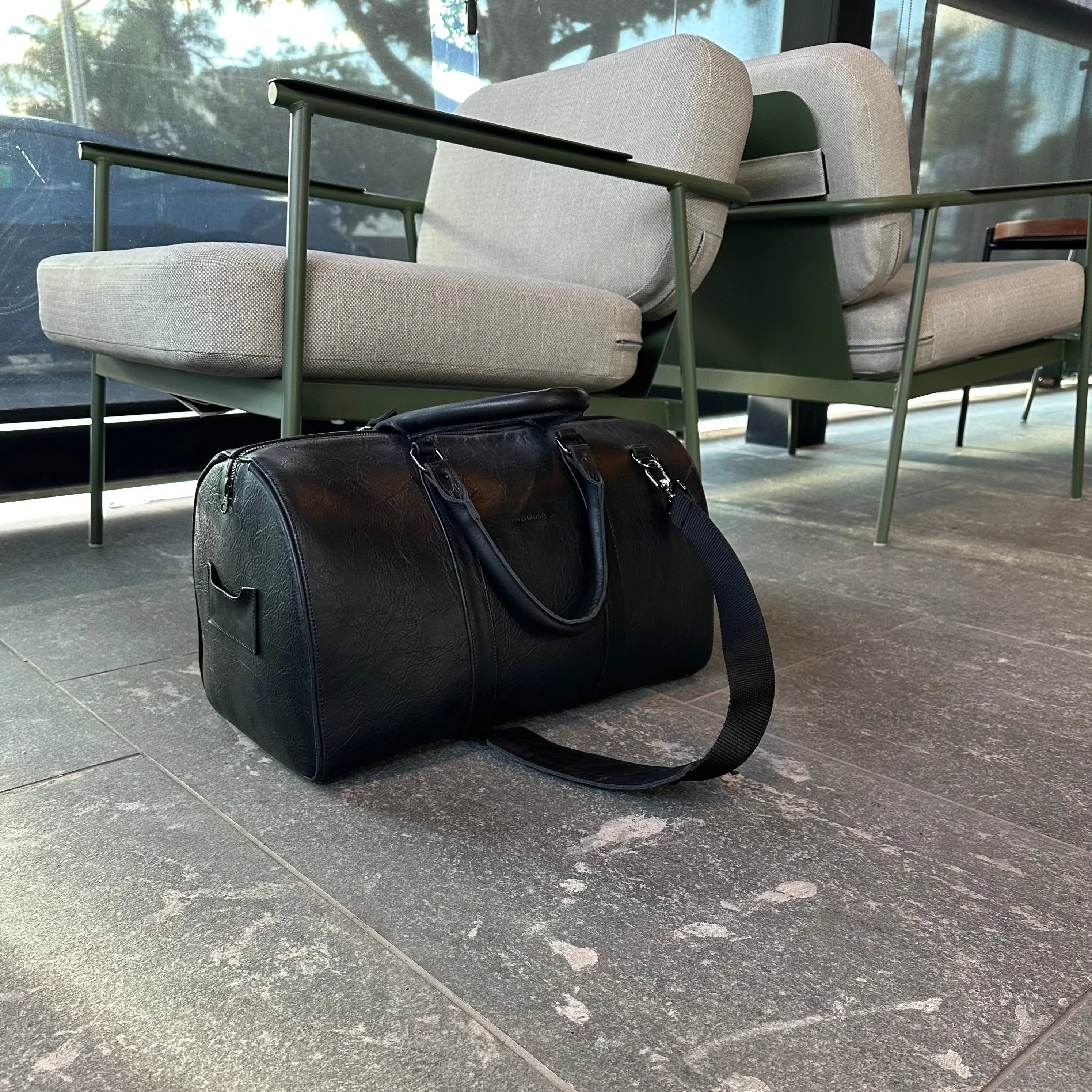 Maleta de piel para viaje negro