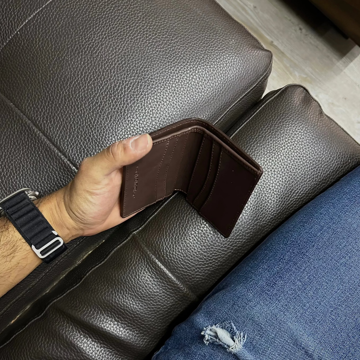 Bifold Piel cuello de toro Cafe