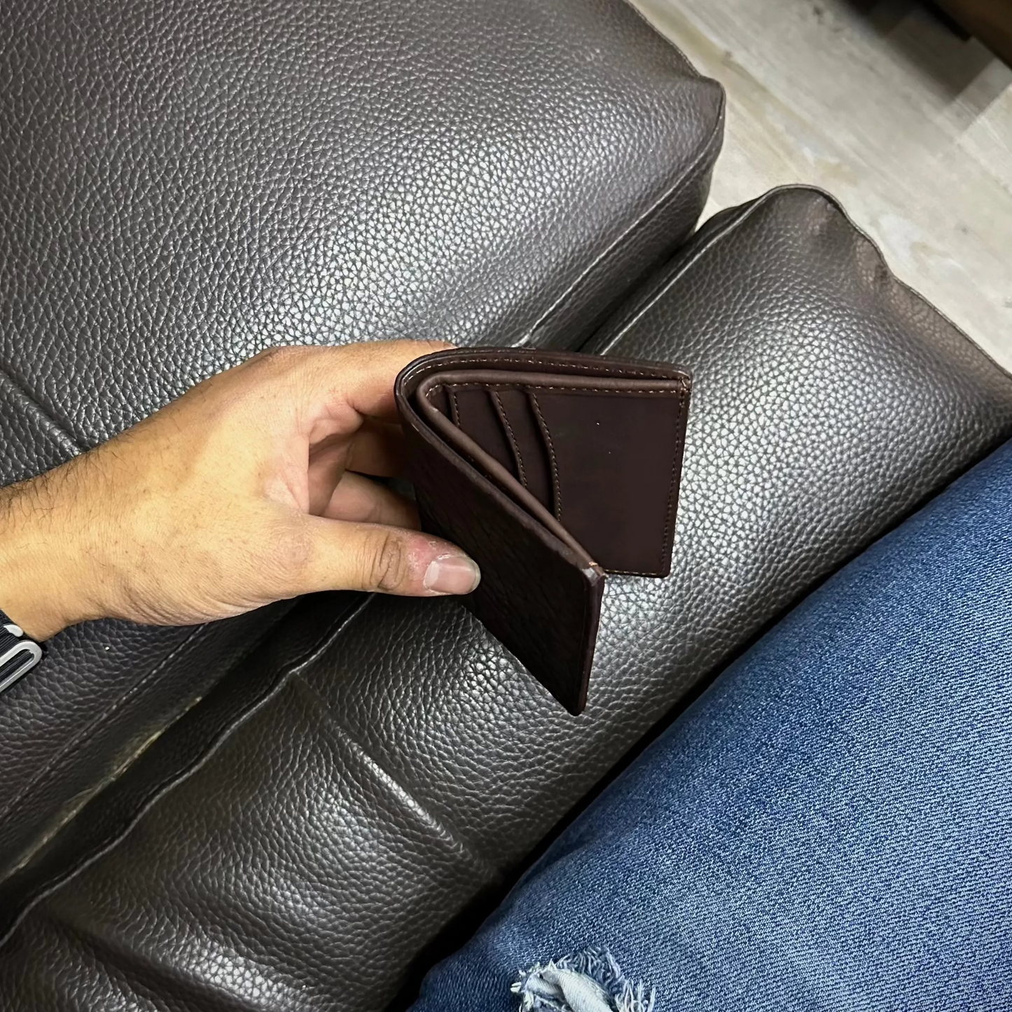 Bifold Piel cuello de toro Cafe