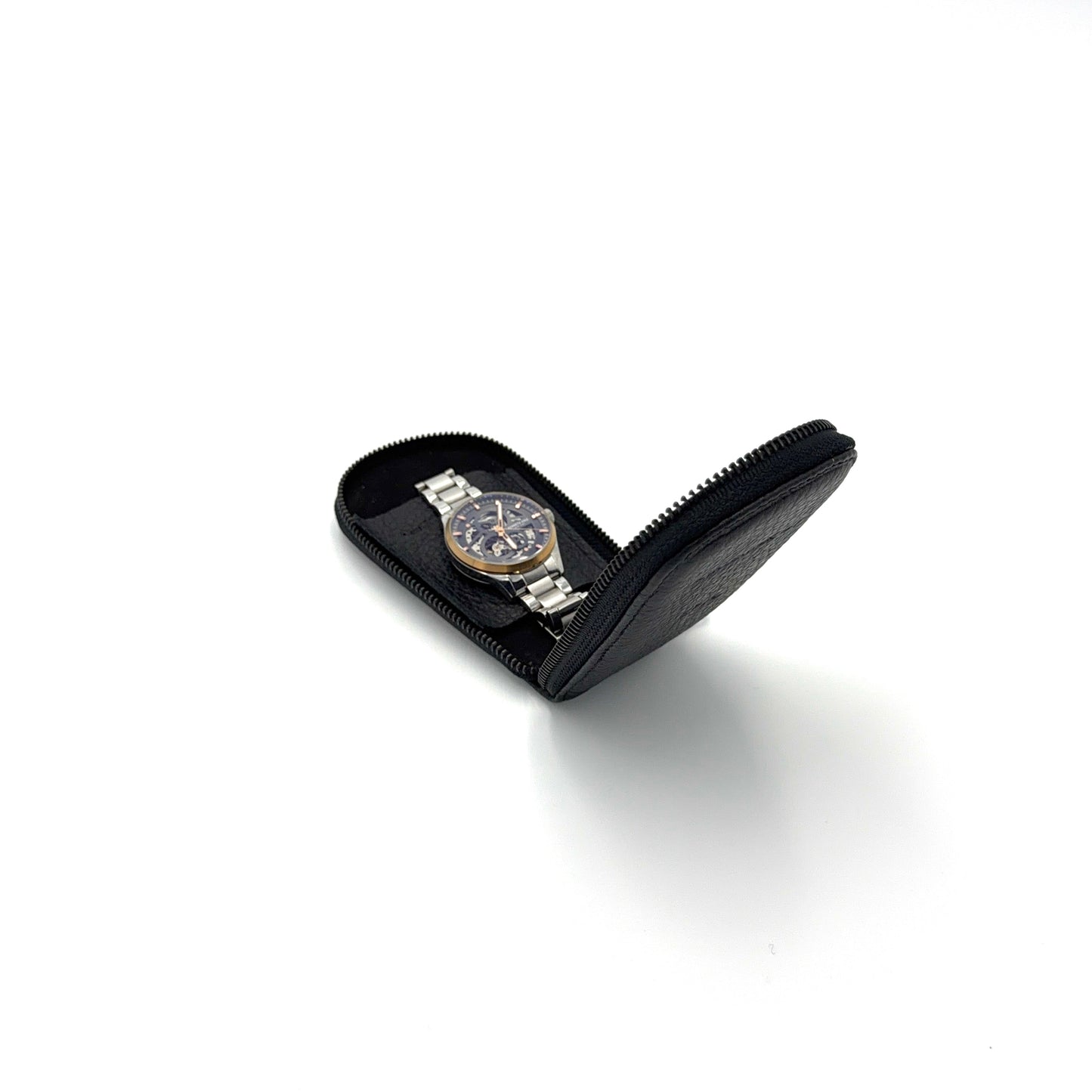 Porta Reloj Alejandro en piel de res color negro