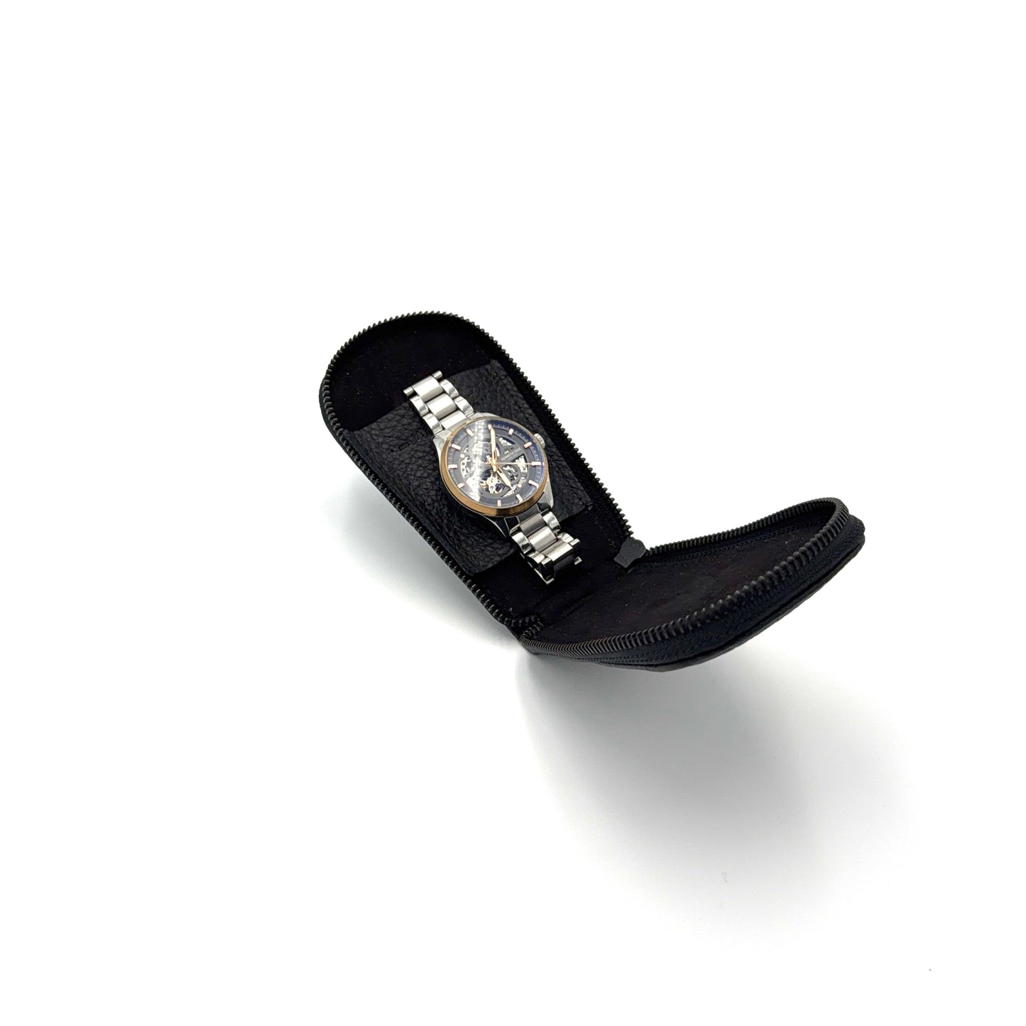Porta Reloj Alejandro en piel de res color negro