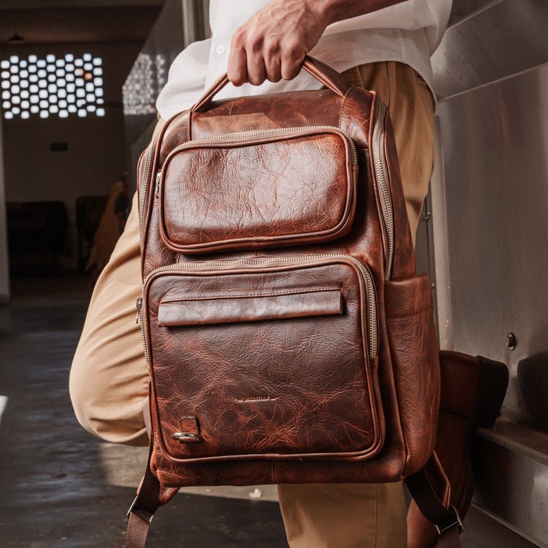 Backpack Fernando cafe caramell - JA LEATHER