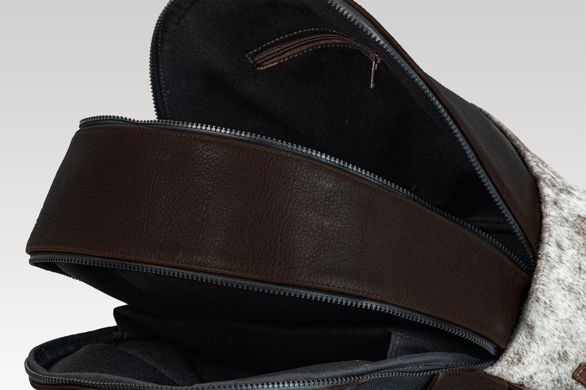 Backpack Leonel chocolate y cuero pelo - JA LEATHER