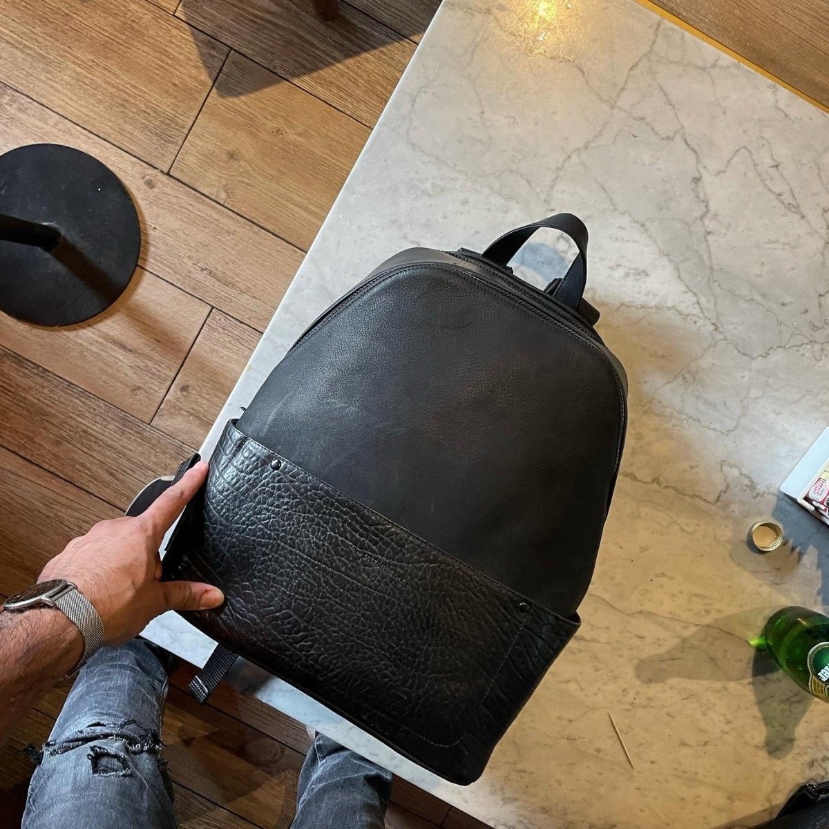 Backpack Leonel Negro/cuello de toro - JA LEATHER