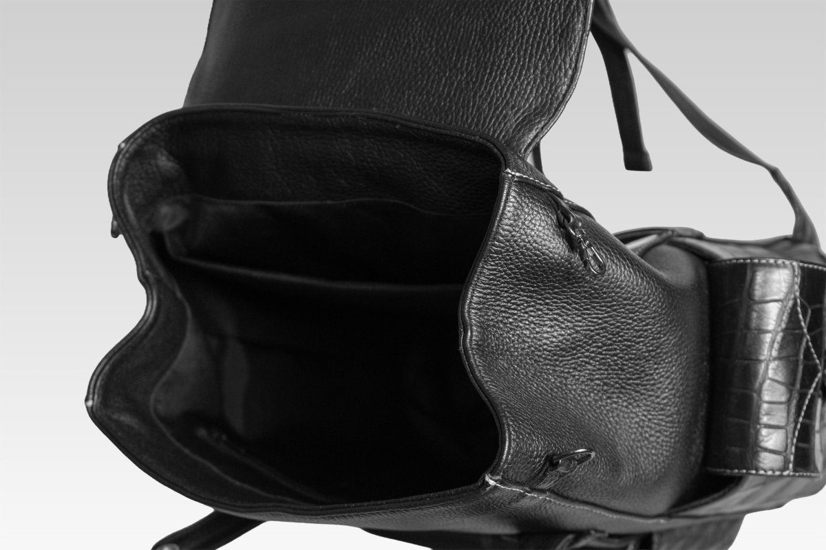 Backpack Travel Cocodrilo negra - JA LEATHER