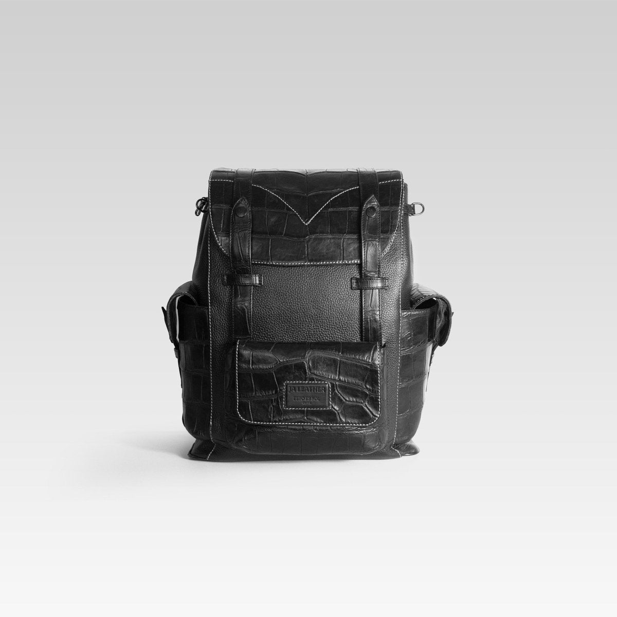 Backpack Travel Cocodrilo negra - JA LEATHER