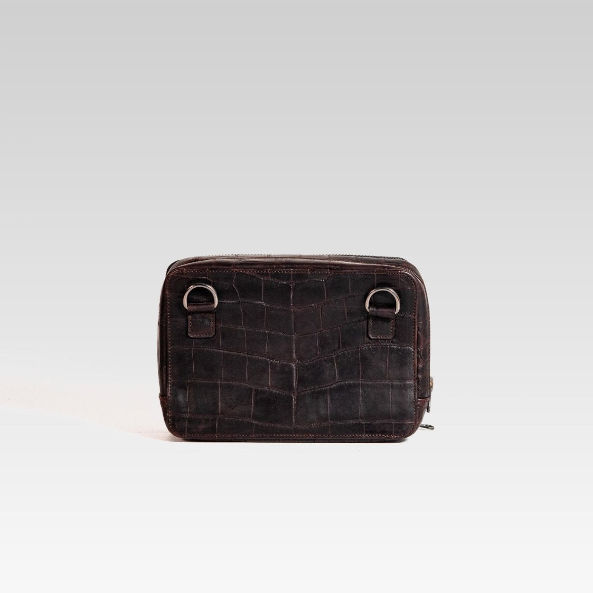 Bandolera de piel para hombre Cesar cocodrilo cafe - JA LEATHER
