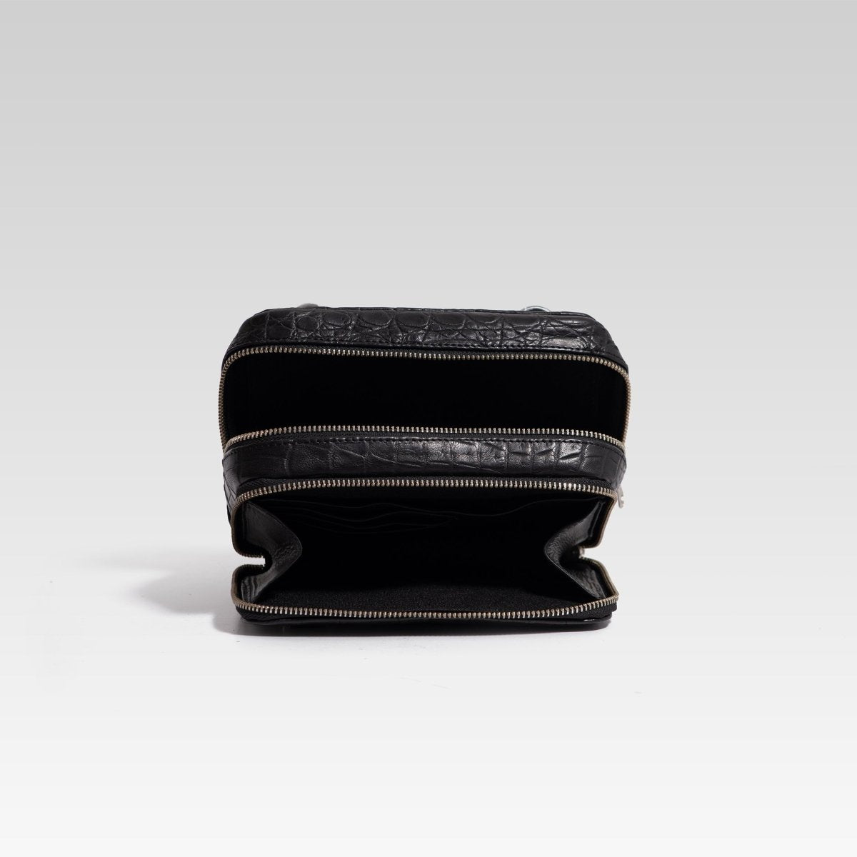 Bandolera de piel para hombre César cocodrilo negro - JA LEATHER