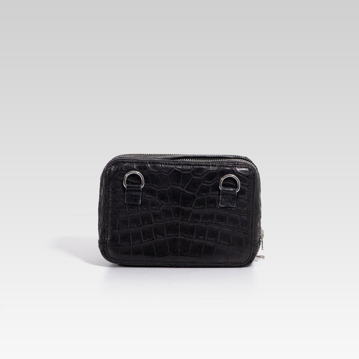 Bandolera de piel para hombre César cocodrilo negro - JA LEATHER
