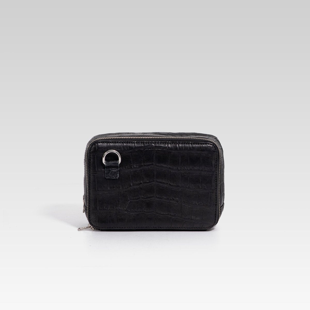 Bandolera de piel para hombre César cocodrilo negro - JA LEATHER
