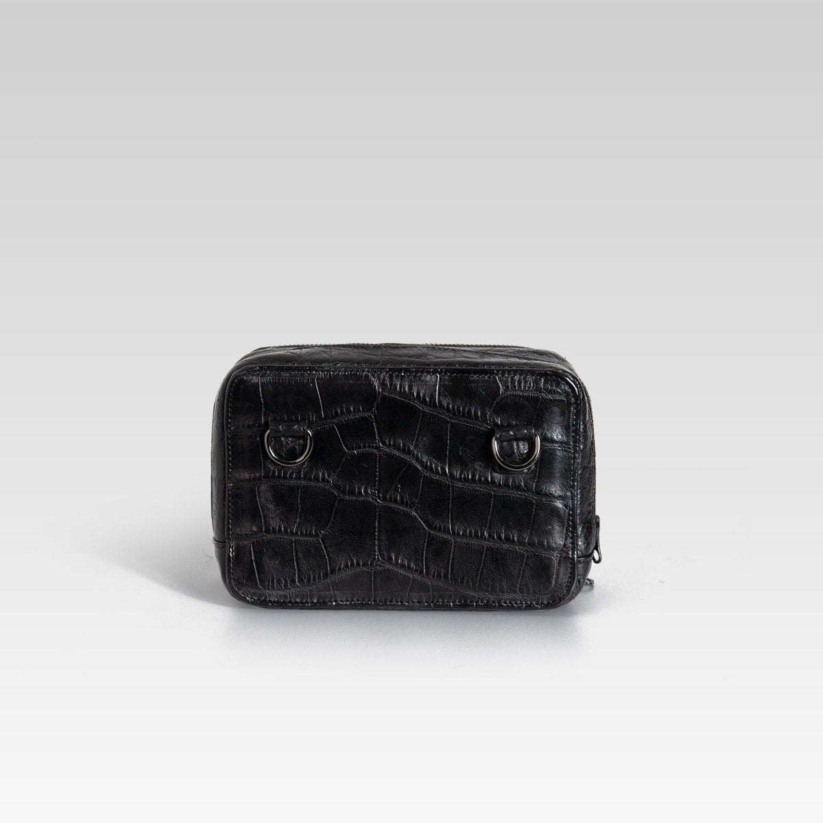 Bandolera de piel para hombre Cesar cocodrilo negro - JA LEATHER