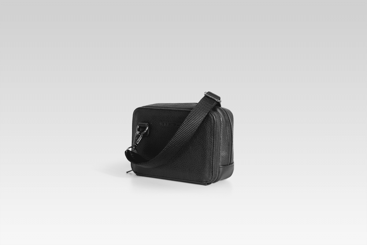 Bandolera de piel para hombre Cesar negro - JA LEATHER