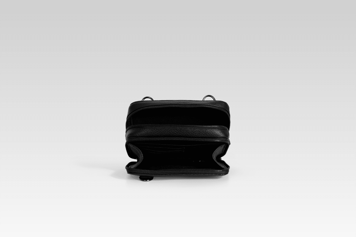 Bandolera de piel para hombre Cesar negro - JA LEATHER
