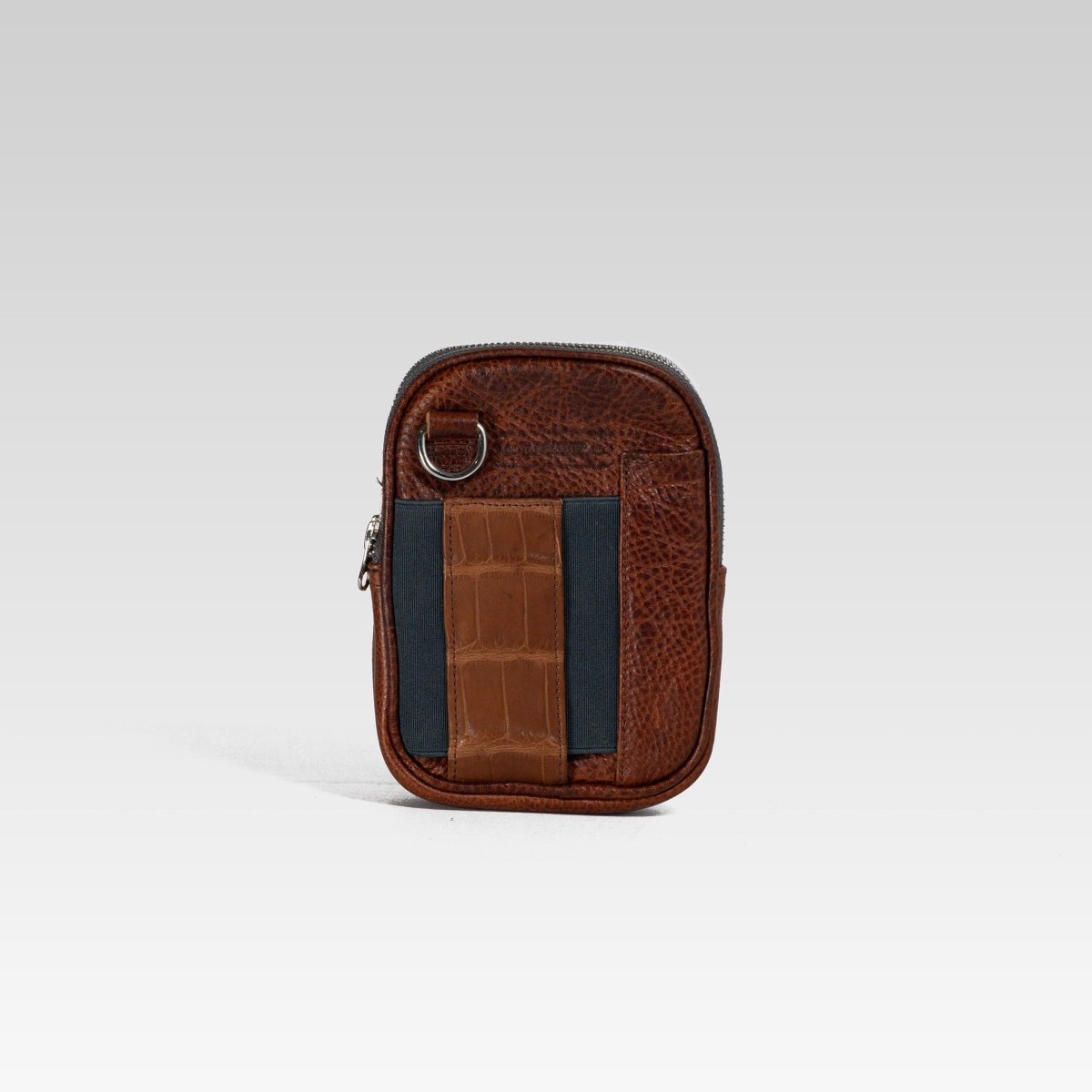 Bandolera de piel para hombre cocodrilo cafe - JA LEATHER