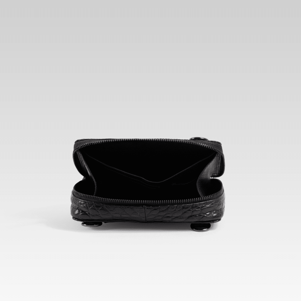 Bandolera de piel para hombre Santiago cocodrilo negro - JA LEATHER