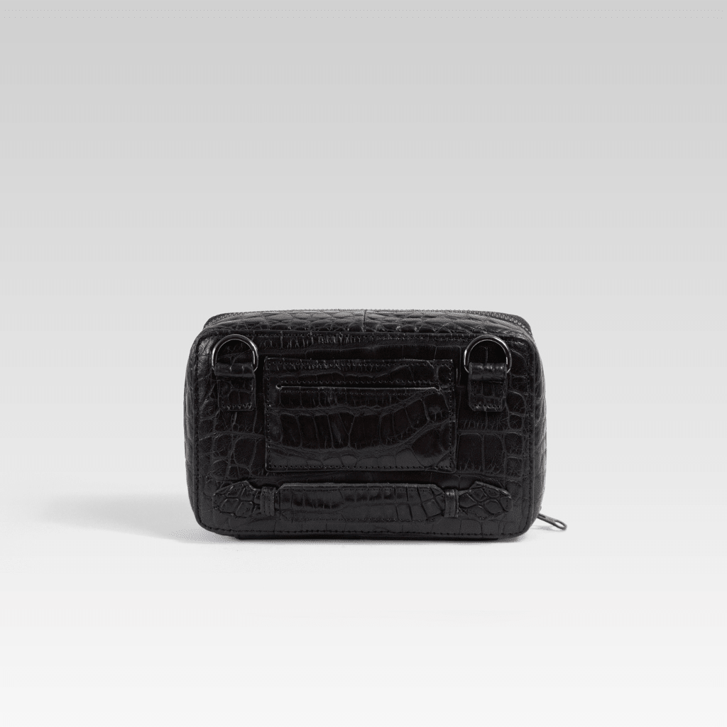 Bandolera de piel para hombre Santiago cocodrilo negro - JA LEATHER