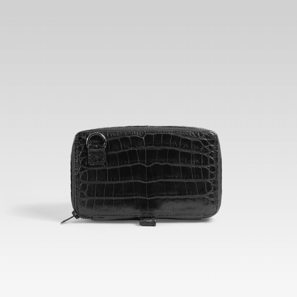 Bandolera de piel para hombre Santiago cocodrilo negro - JA LEATHER