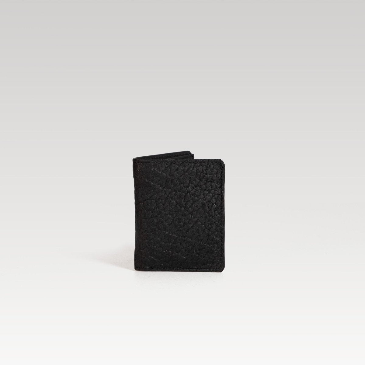 Bifold Piel cuello de toro negro - JA LEATHER