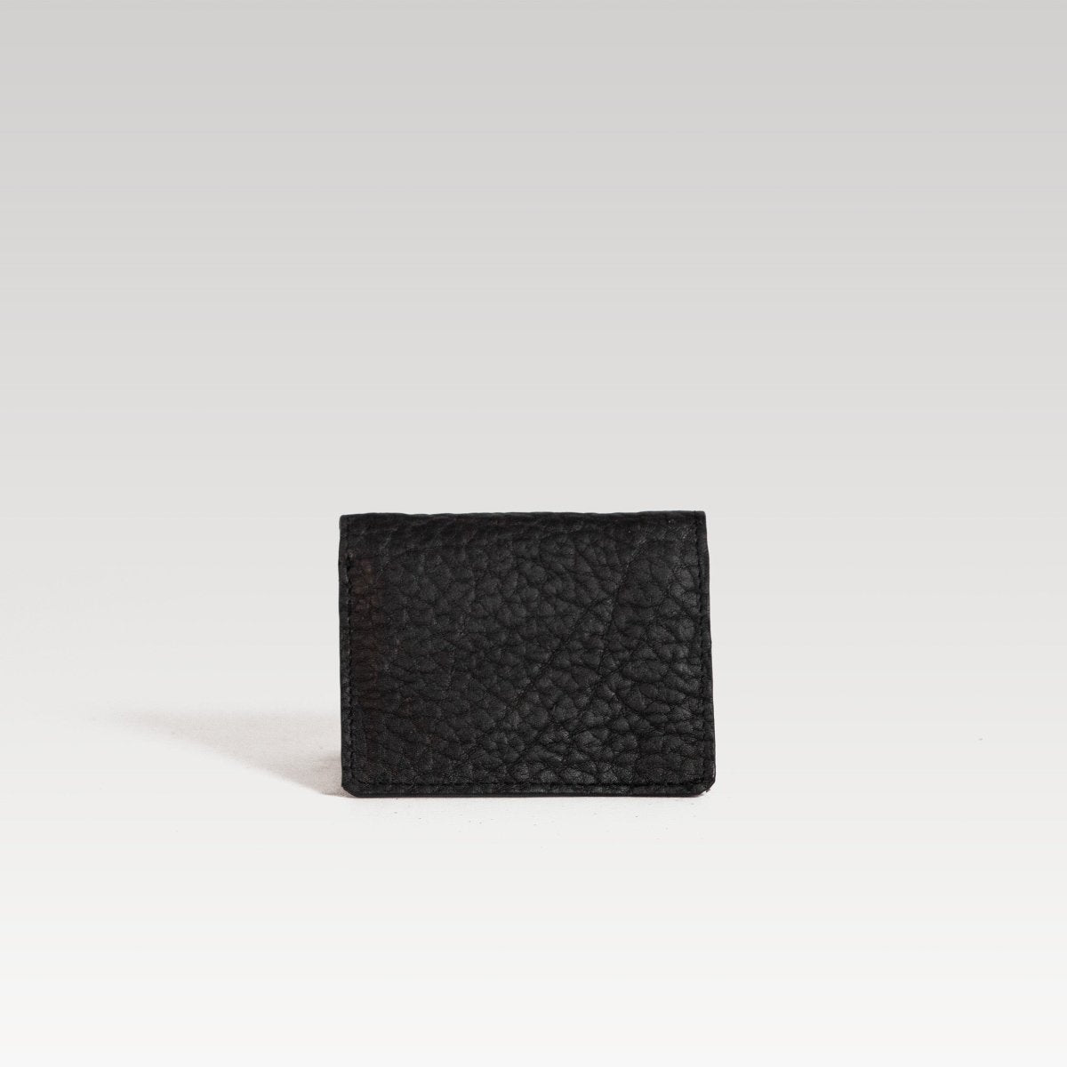 Bifold Piel cuello de toro negro - JA LEATHER