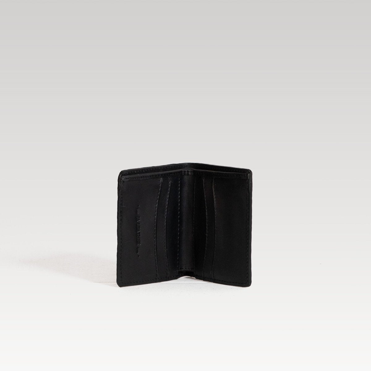 Bifold Piel cuello de toro negro - JA LEATHER