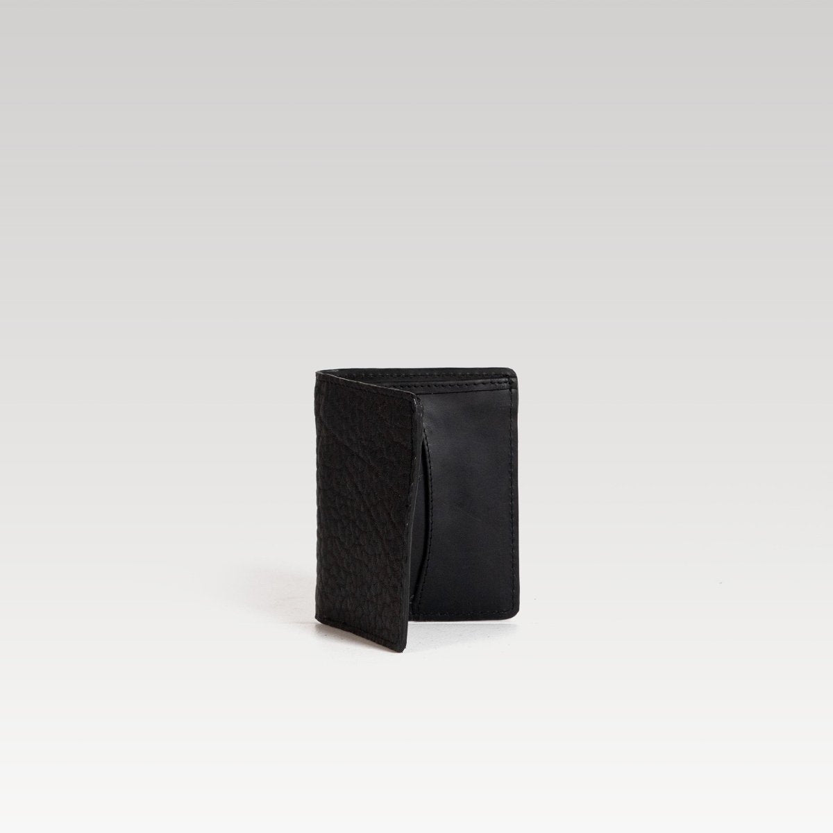 Bifold Piel cuello de toro negro - JA LEATHER