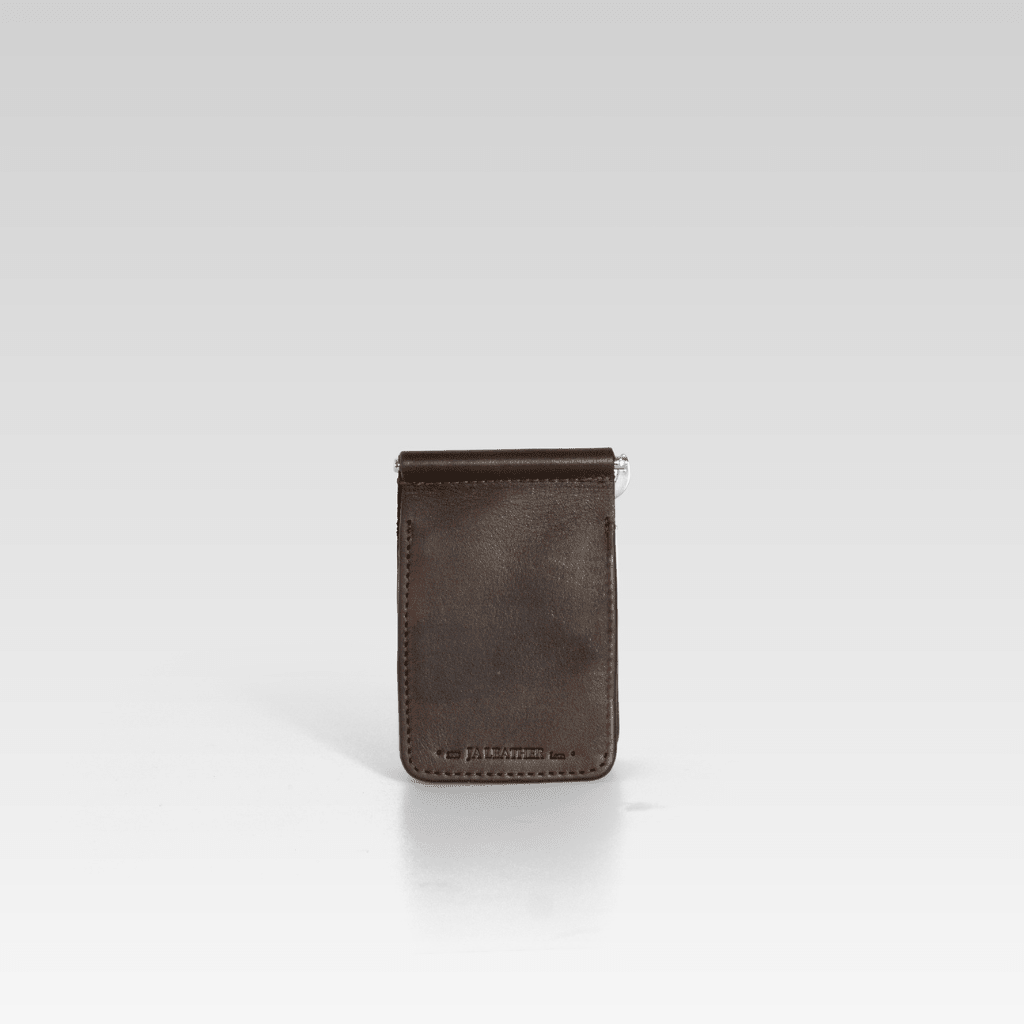 Billetera clip de piel de cocodrilo para hombre César café - JA LEATHER