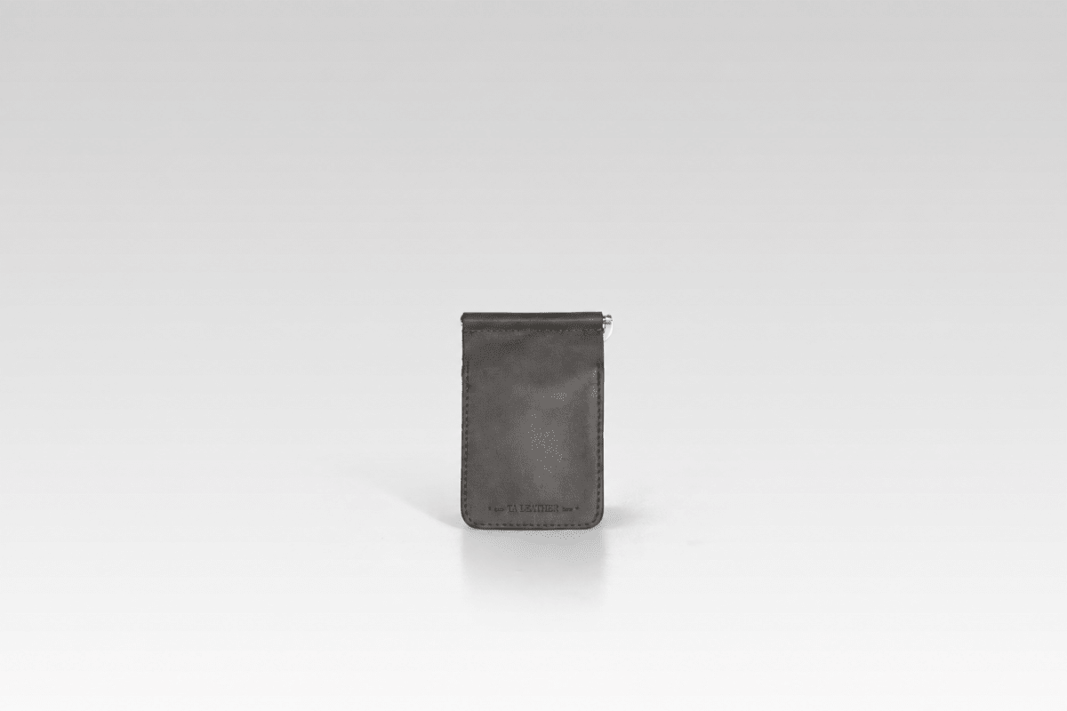 Billetera clip de piel de cocodrilo para hombre César gris - JA LEATHER