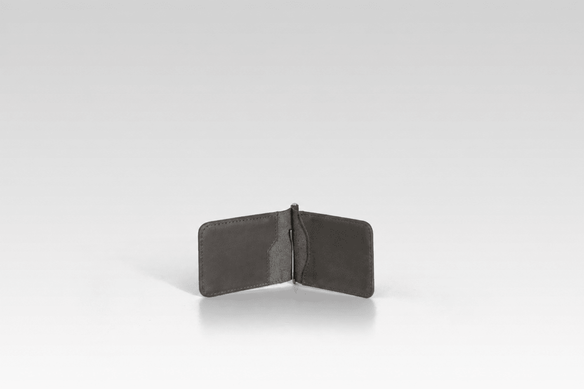 Billetera clip de piel de cocodrilo para hombre César gris - JA LEATHER