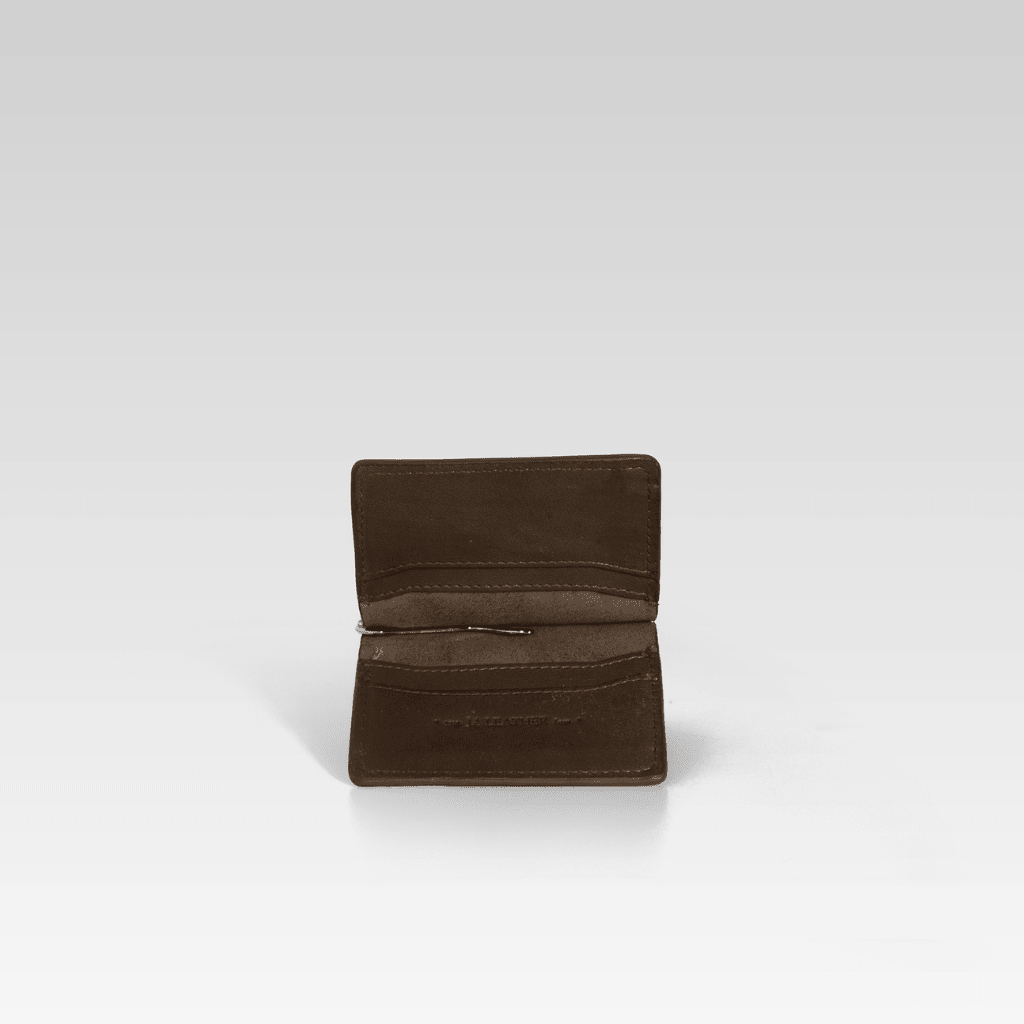 Billetera clip de piel de cocodrilo para hombre Santiago café - JA LEATHER