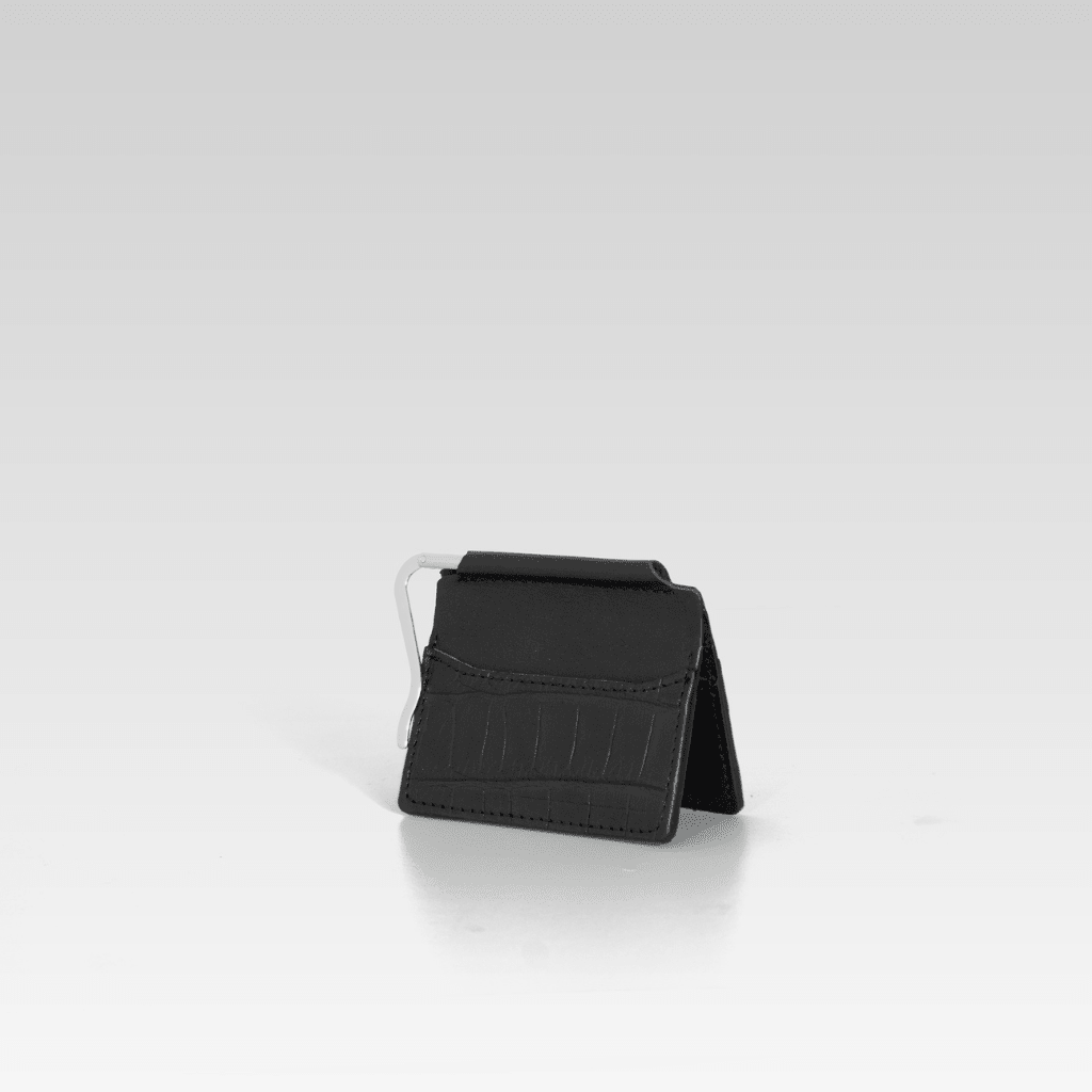 Billetera clip de piel de cocodrilo para hombre Santiago negro - JA LEATHER