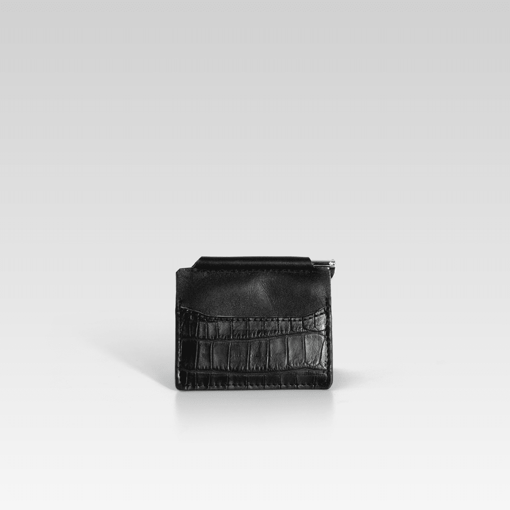 Billetera clip de piel de cocodrilo para hombre Santiago negro - JA LEATHER