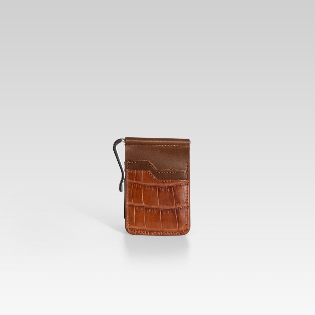 Billetera clip de piel para hombre cocodrilo shedron - JA LEATHER