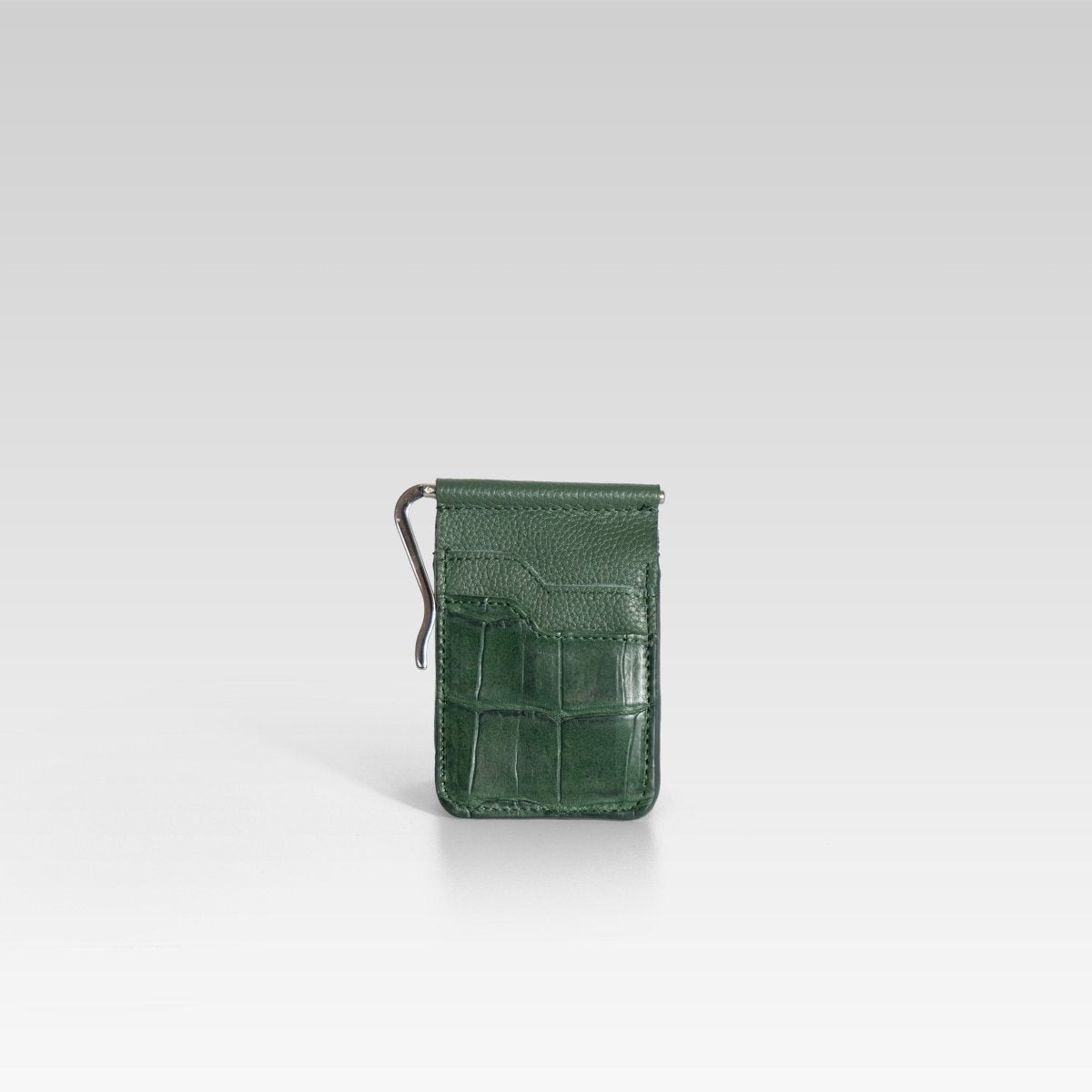Billetera clip de piel para hombre cocodrilo verde - JA LEATHER