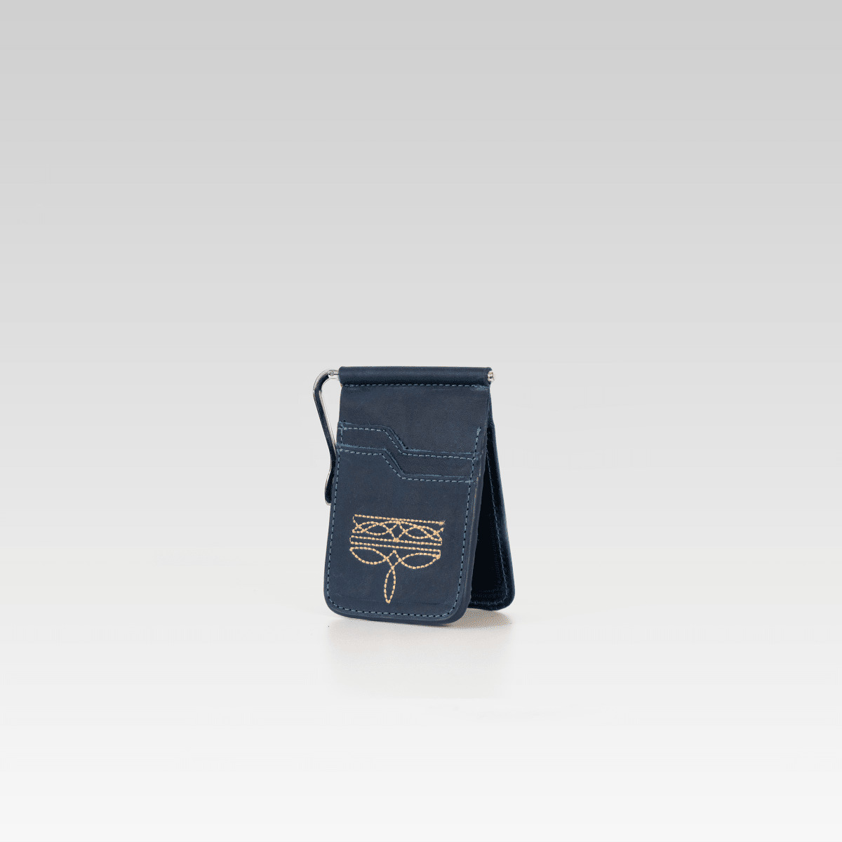 Billetera de clip Cesar Azul ringle beige - JA LEATHER