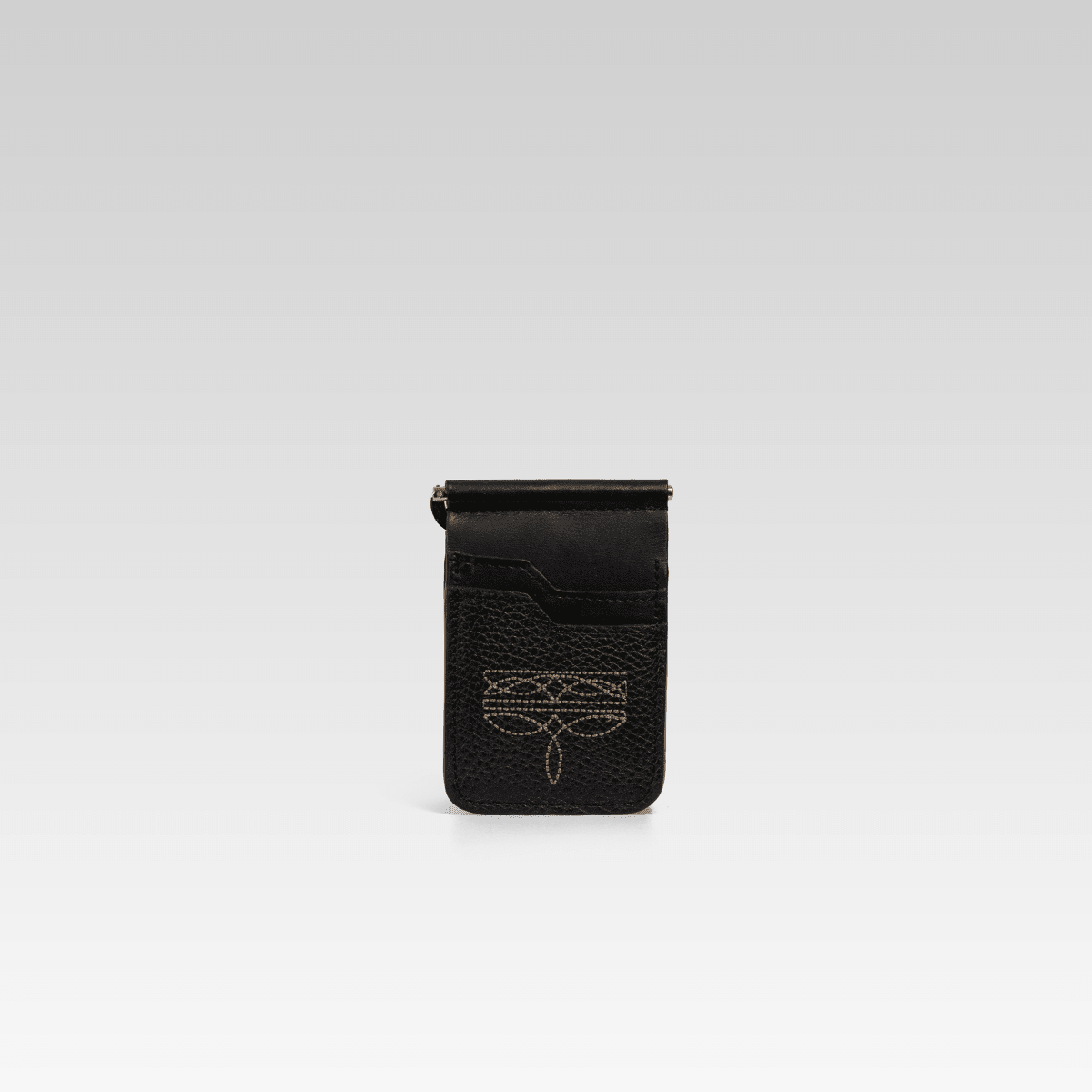 Billetera de clip Cesar Negro ringle beige - JA LEATHER