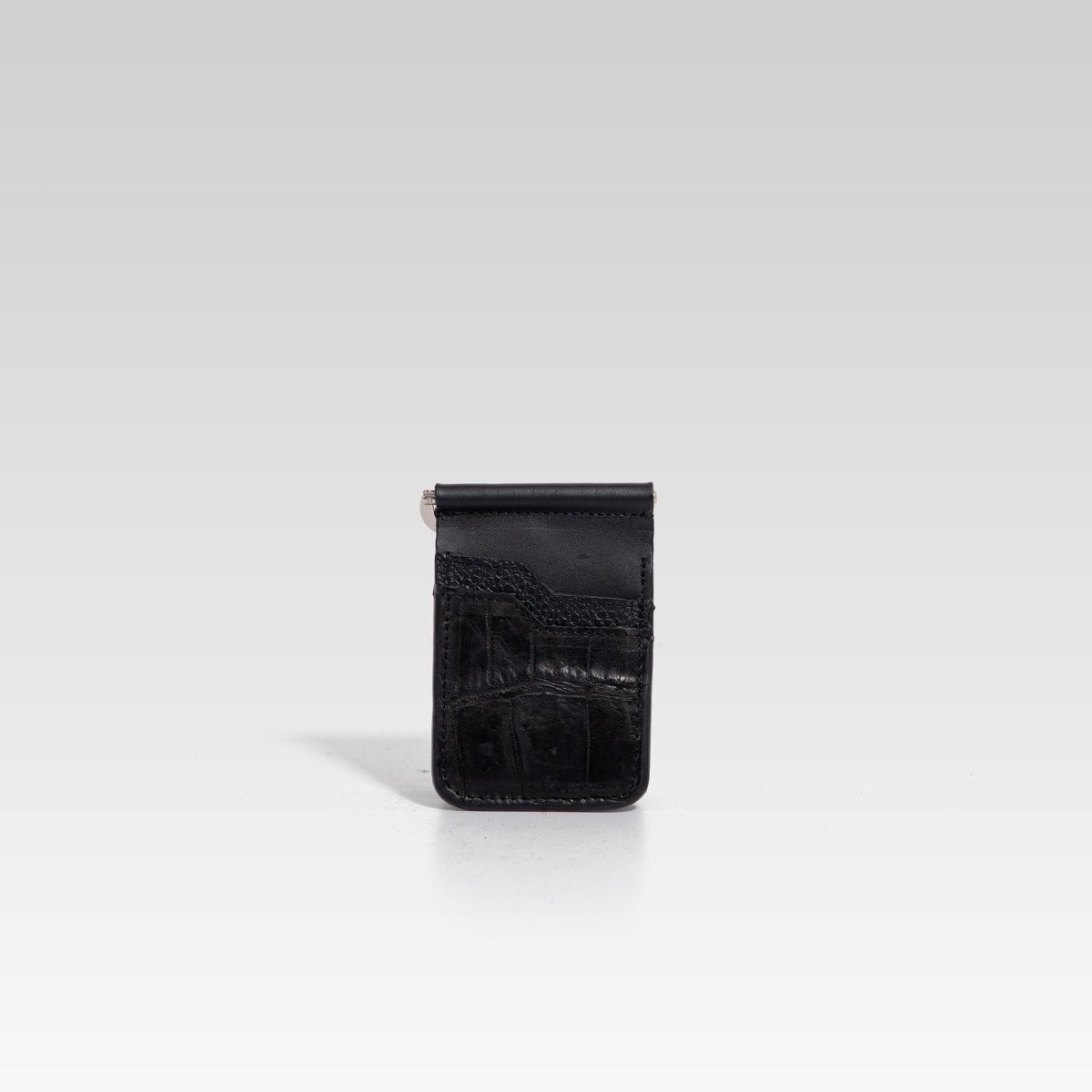 Billeterra Clip Cocodrilo Genuino Negro. - JA LEATHER