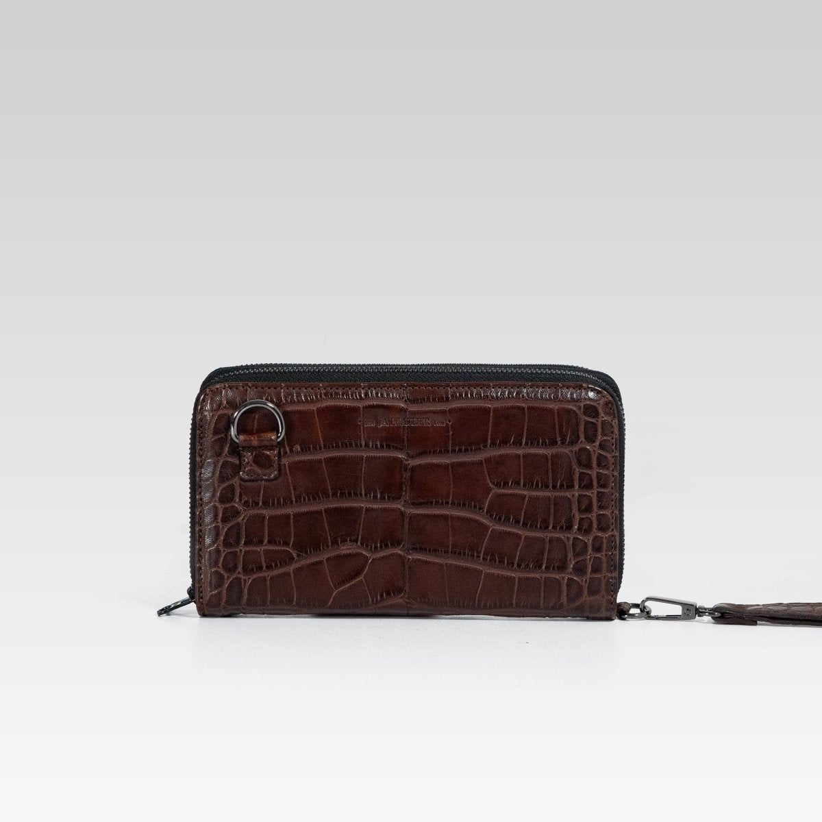 Cartera/Neceser Large Walker 1C cocodrilo genuino cafe caoba - JA LEATHER