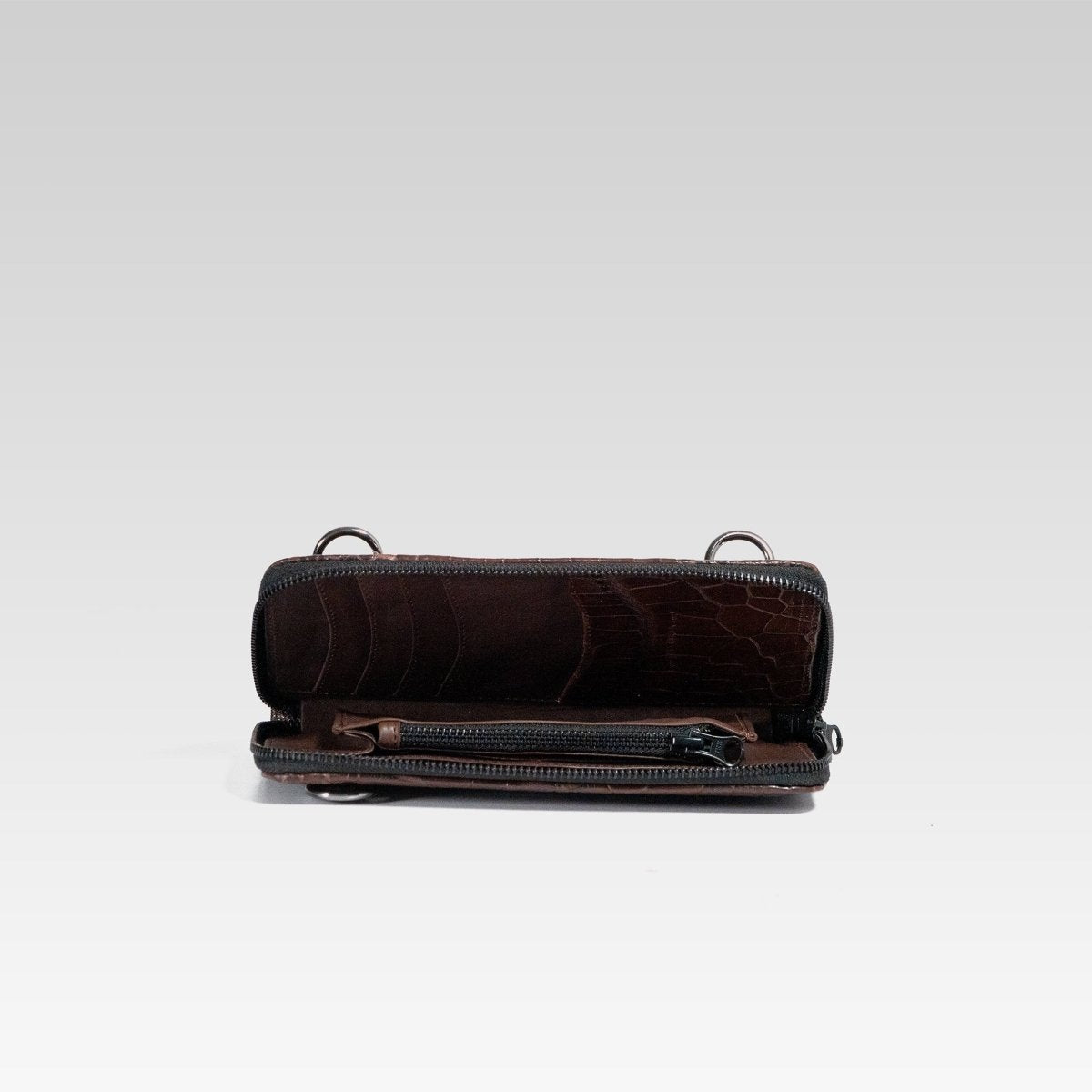 Cartera/Neceser Large Walker 1C cocodrilo genuino cafe caoba - JA LEATHER