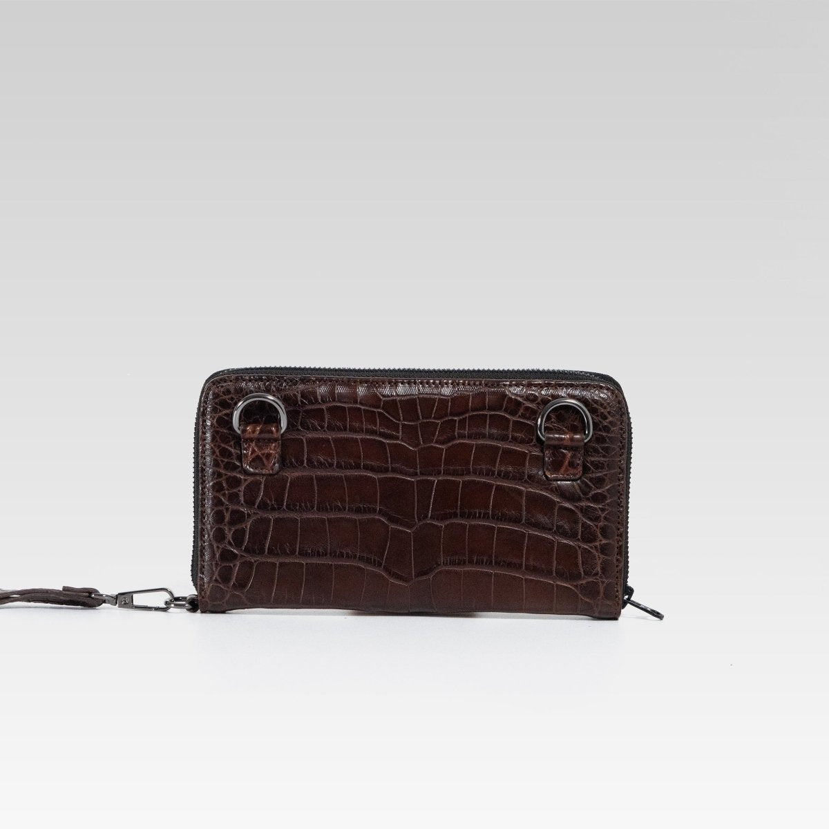 Cartera/Neceser Large Walker 1C cocodrilo genuino cafe caoba - JA LEATHER