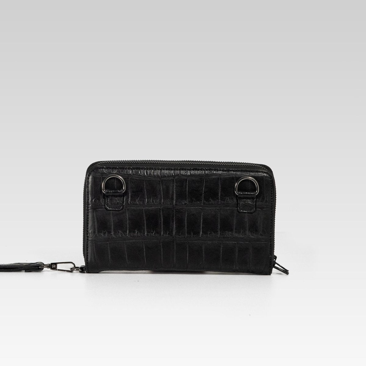 Cartera/Neceser Large Walker 1C cocodrilo genuino negro - JA LEATHER