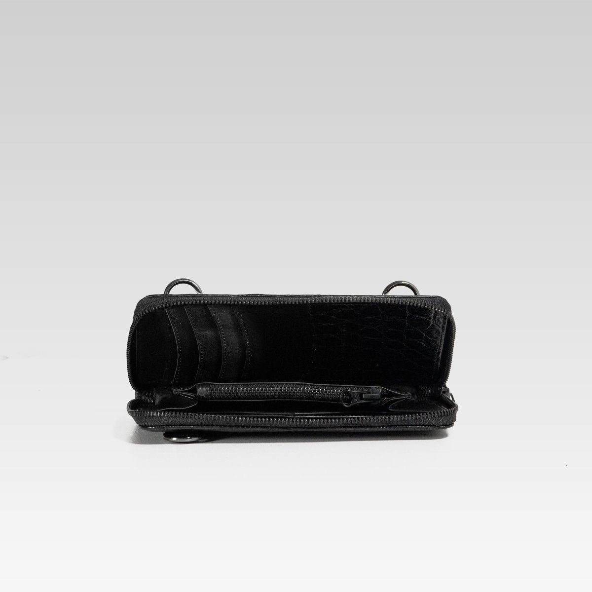 Cartera/Neceser Large Walker 1C cocodrilo genuino negro - JA LEATHER