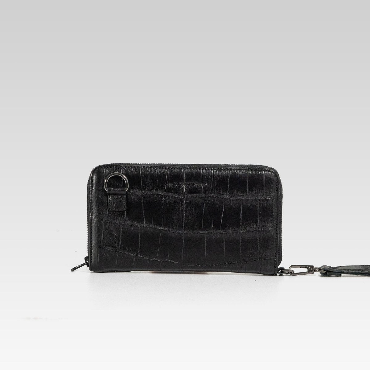 Cartera/Neceser Large Walker 1C cocodrilo genuino negro - JA LEATHER