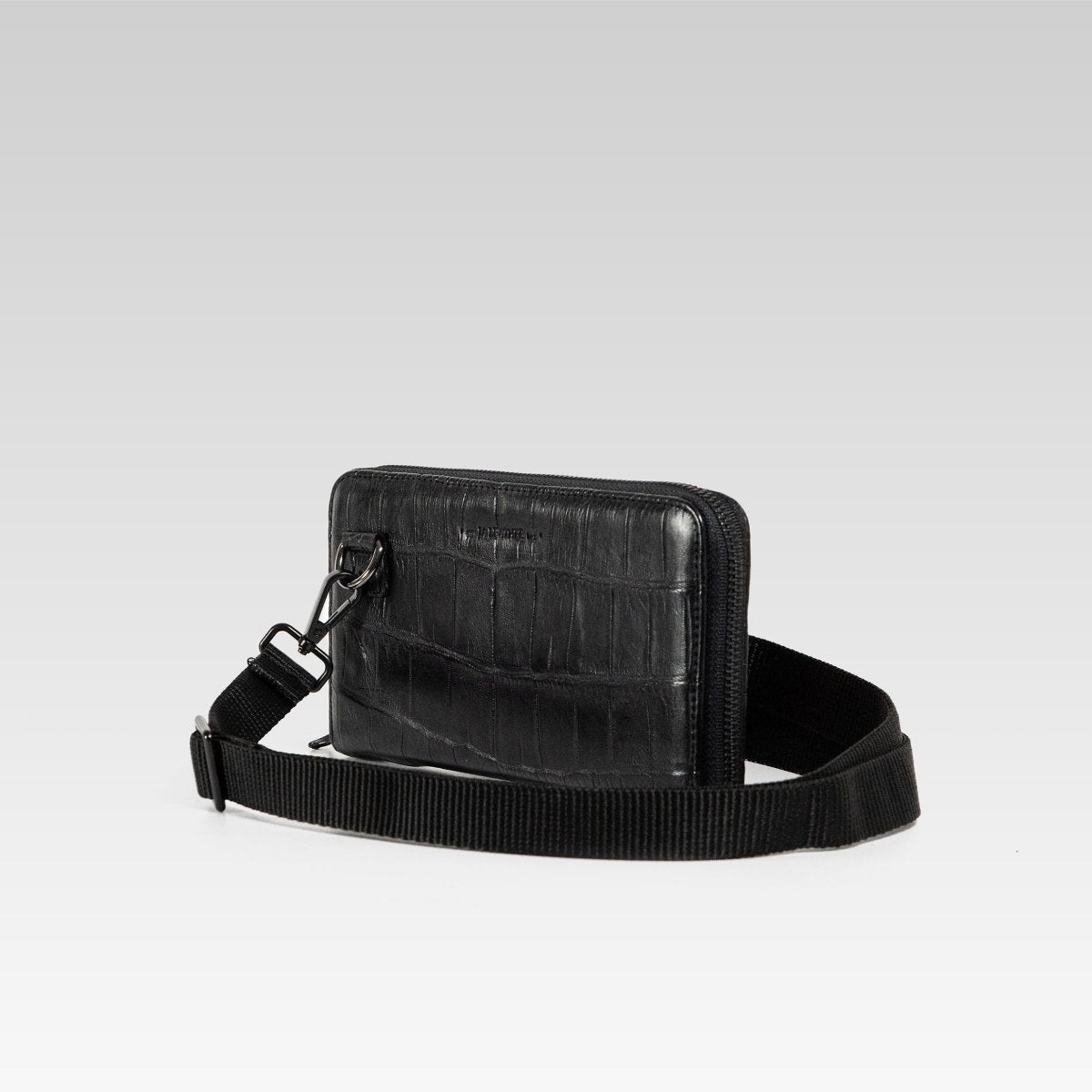 Cartera/Neceser Large Walker 1C cocodrilo genuino negro - JA LEATHER