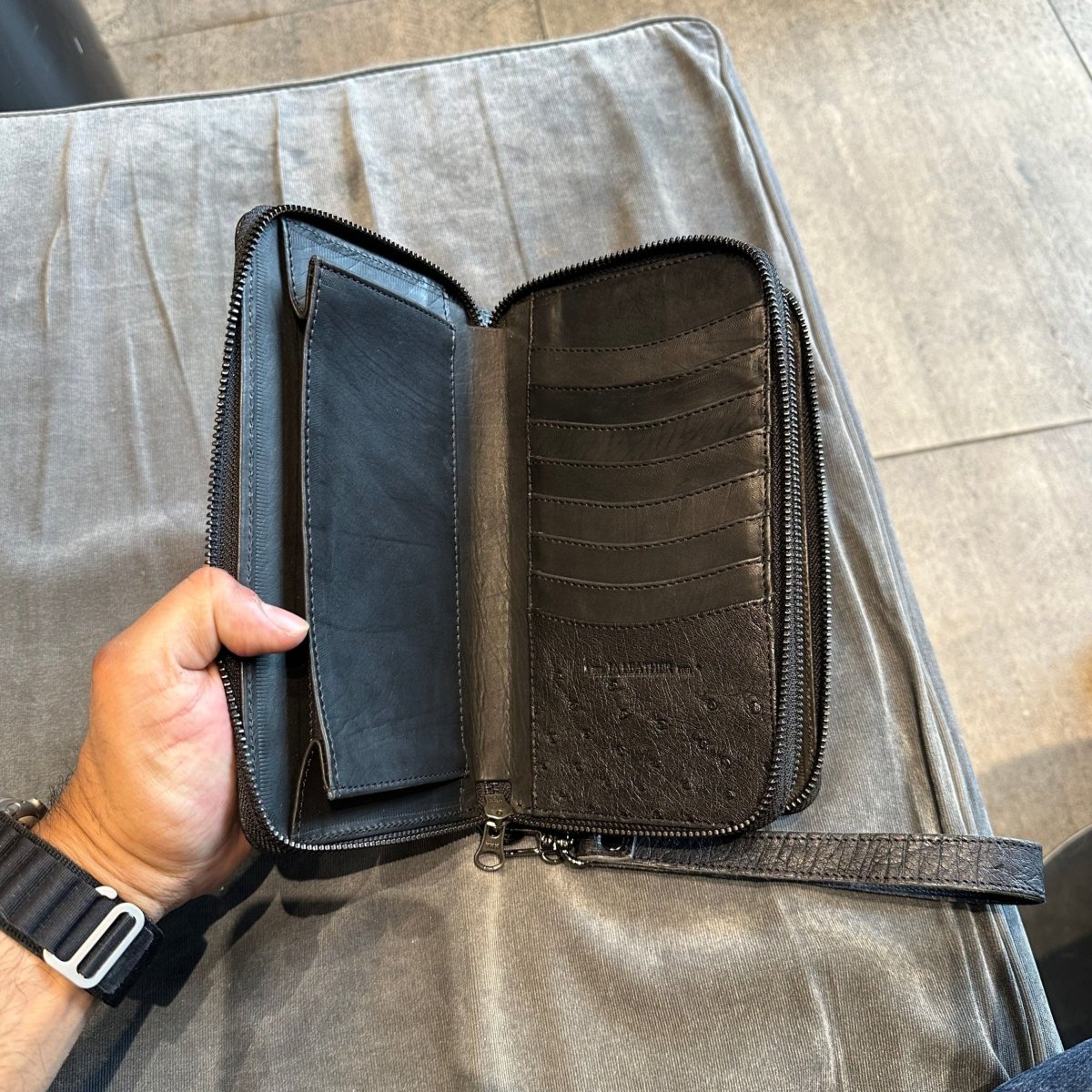 Cartera/Neceser Large Walker 2C avestruz genuina - JA LEATHER