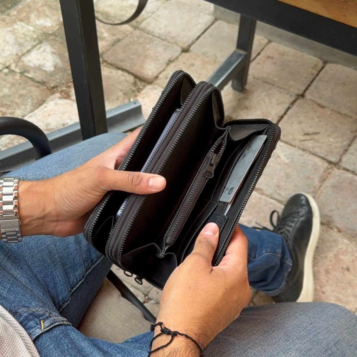 Cartera/Neceser Large Walker 2C avestruz genuina - JA LEATHER