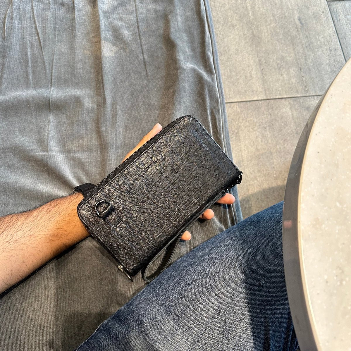 Cartera/Neceser Large Walker 2C avestruz genuina - JA LEATHER