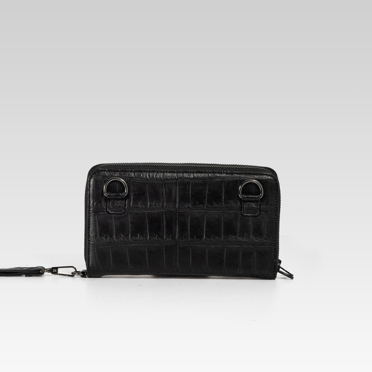 Cartera/Neceser Large Walker 2C cocodrilo genuino negro - JA LEATHER