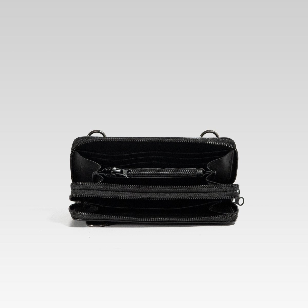 Cartera/Neceser Large Walker 2C cocodrilo genuino negro - JA LEATHER
