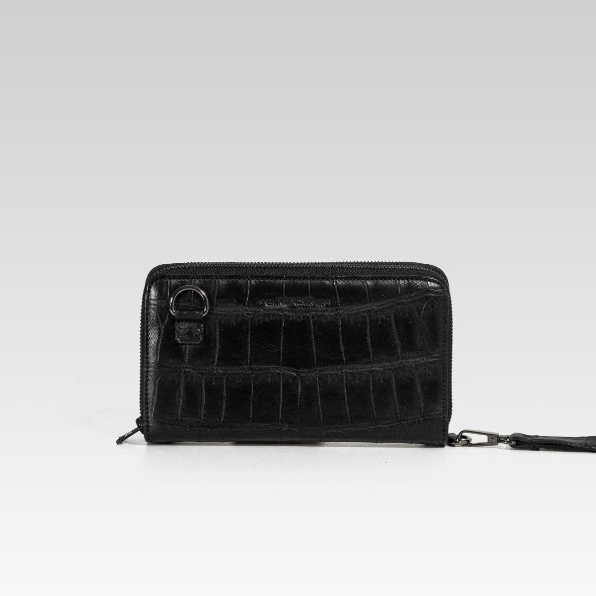 Cartera/Neceser Large Walker 2C cocodrilo genuino negro - JA LEATHER
