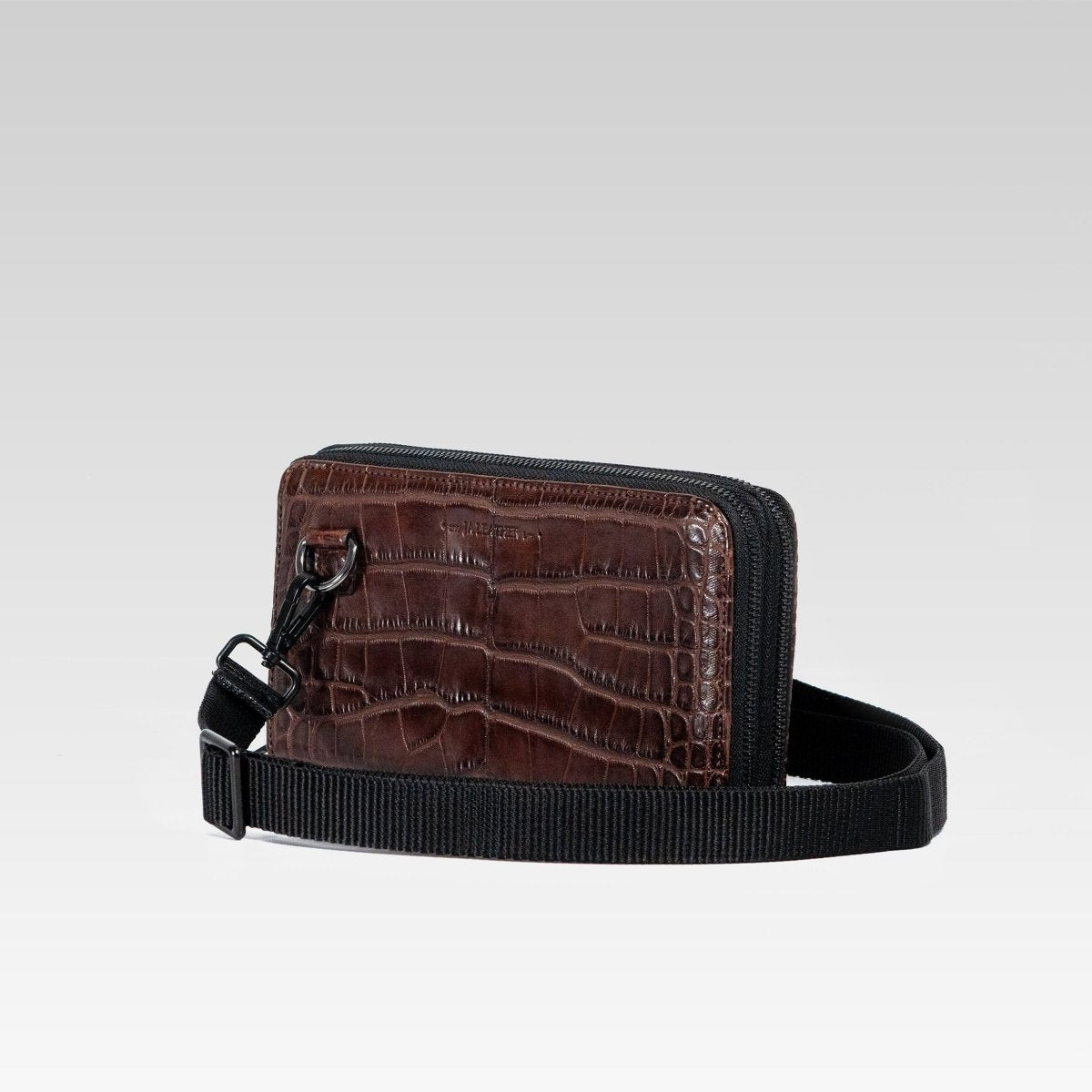 Cartera/Neceser Large Walker cocodrilo cafe caoba. - JA LEATHER